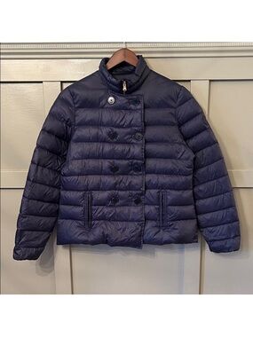 Lauren Ralph Lauren Down Puffer Coat Jacket Navy Blue Double Breasted Large P